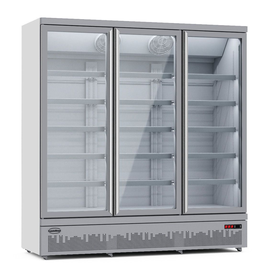 Kühlschrank mit 3 Glastüren und LED Beleuchtung, silber, Neuware
